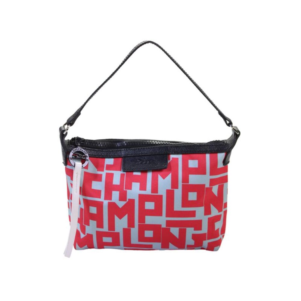 Longchamp Paris Womens Graphic Print Zip Up Top Handle Bag Blue